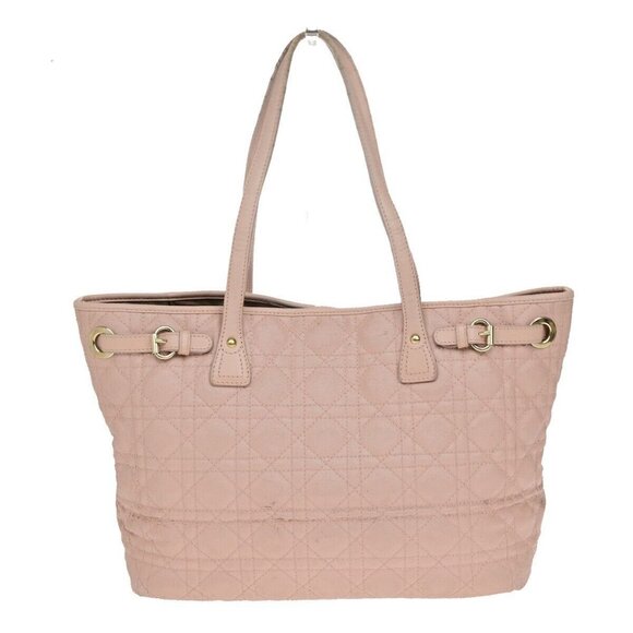 CHRISTIAN DIOR Panarea Cannage Shoulder Bag Coating Canvas Leather Pink 88YH016 - Picture 2 of 16